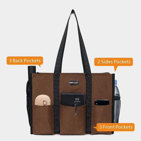Versatile Water-Resistant Tote Bag with 13 Pockets for Busy Professionals - Picture 3 of 6